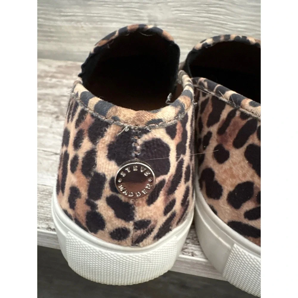 Steve Madden Leopard Print‎ Calf Hair Slip On SneakersAnimal Print Flats 8.5